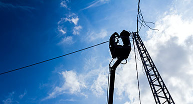 Our level 2 electricians repairing overhead wires